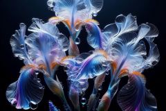 blue-irises-with-transparent-petals-and-water-drop