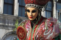 woman in traditional carnival costume, in the famous Venice Carnival